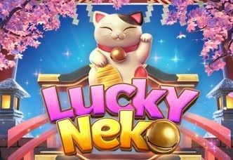 Un'immagine allegra e fortunata del gioco 'Lucky Neko', che sottolinea il gatto portafortuna giapponese e l'elemento di fortuna che pervade il titolo.